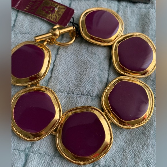 Anne Klein Jewelry - Anne Klein Byzantine gold and burgundy red bracelet